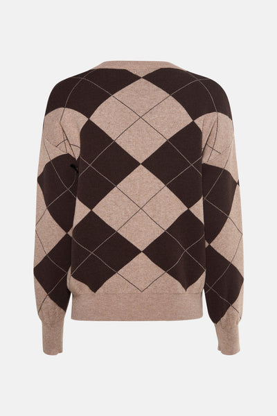 Trui met V-hals multicolor - Terra di Siena