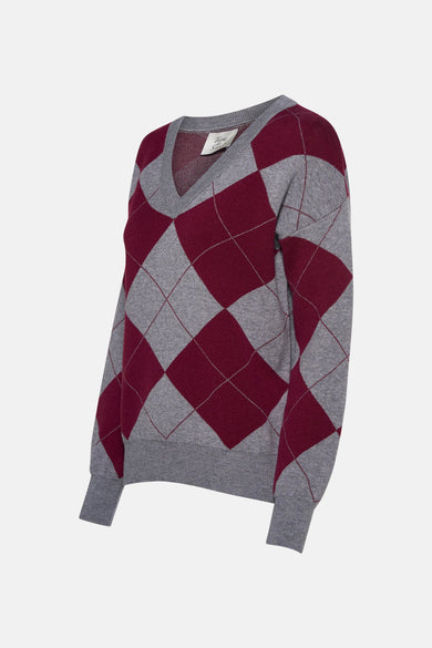 Trui met V-hals multicolor - Terra di Siena