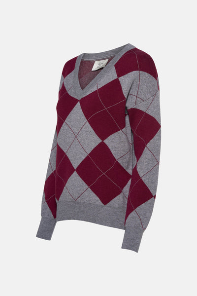 Trui met V-hals multicolor - Terra di Siena