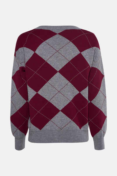 Trui met V-hals multicolor - Terra di Siena