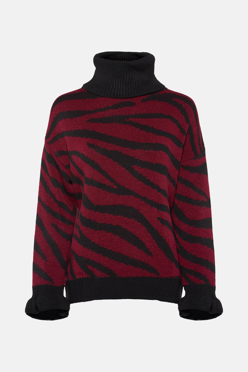 Pull col rond Bordeaux - Terra di Siena
