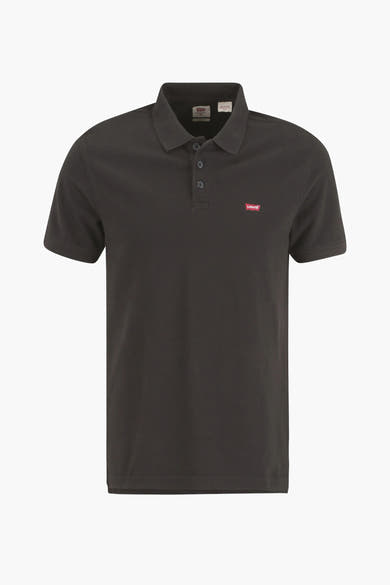 Polo noir à manches courtes de Levi's, avec un col classique et le logo rouge sur la poitrine.