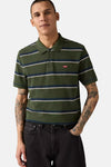 Groen gestreept poloshirt met korte mouwen van Levi's, met drie knopen en rood logo.