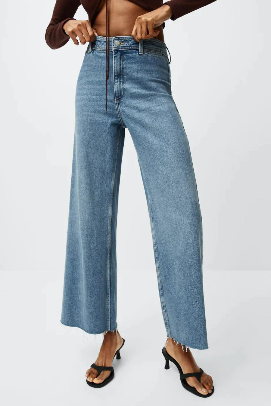 Jean large MID BLUE DENIM - MANGO