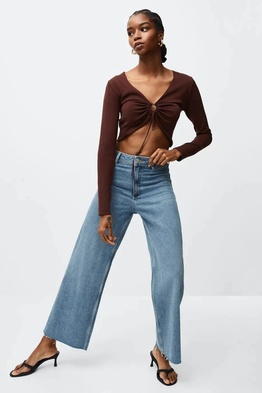 Jean large MID BLUE DENIM - MANGO