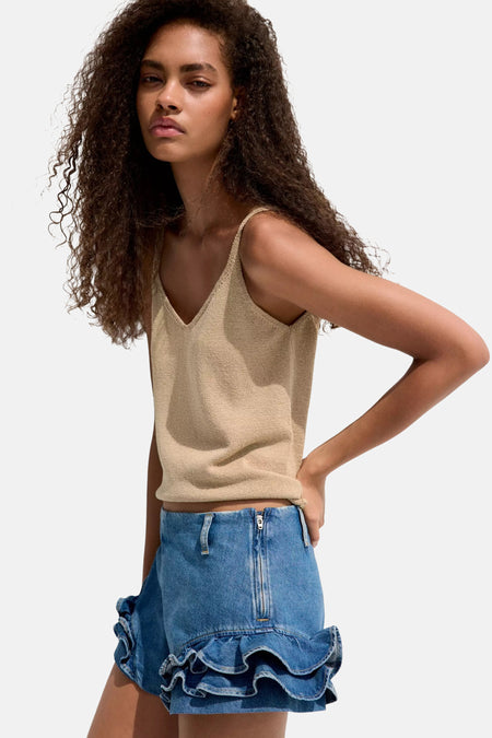 Giletkorte zonder mouw - beige
