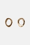 Gold-tone oval hoop earrings with smooth polished finish, shown front view against white background