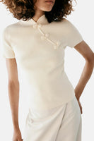 Dames tops pull korte mouw ecru - MANGO