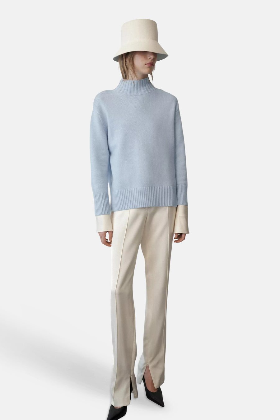 Pull col montant bleu - MANGO
