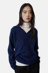 Pull col V bleu - MANGO