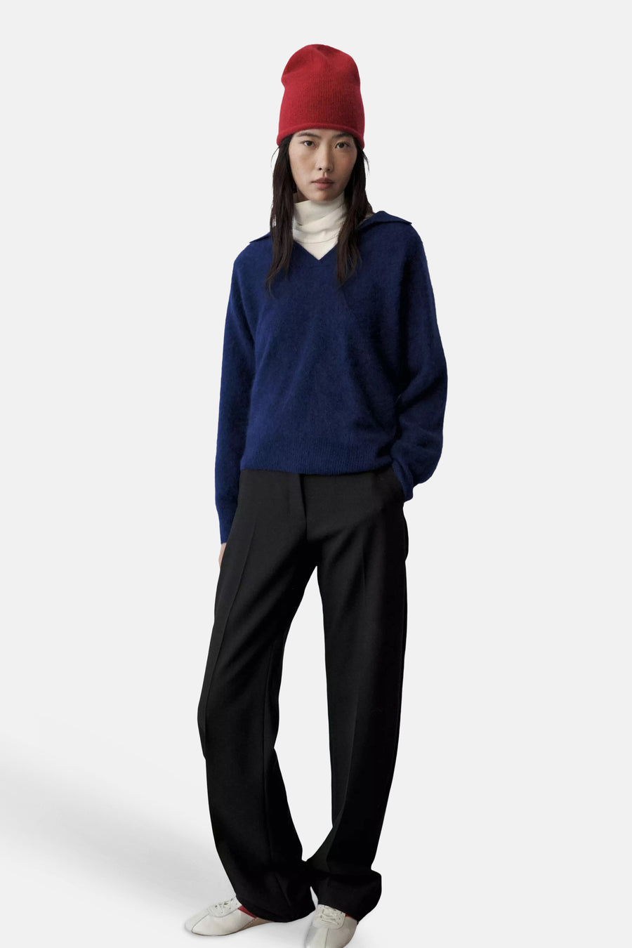 Pull col V bleu - MANGO
