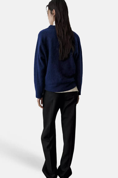 Pull col V bleu - MANGO