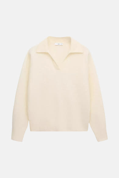 Pull col V jaune - MANGO