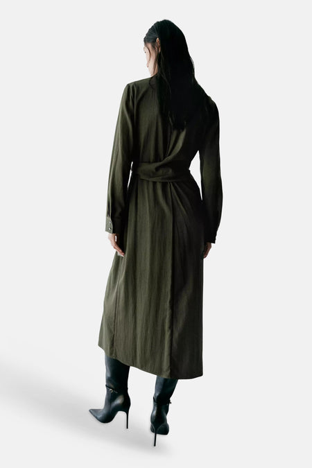 Kleedje met lange mouwen - khaki