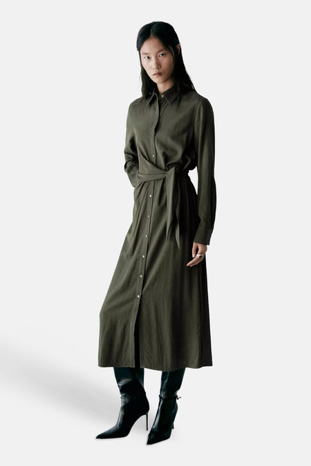 Kleedje met lange mouwen - khaki