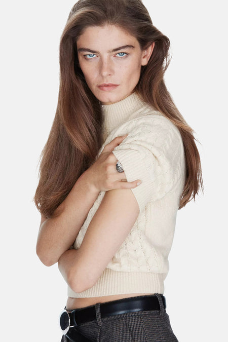 Pull à manches courtes - beige