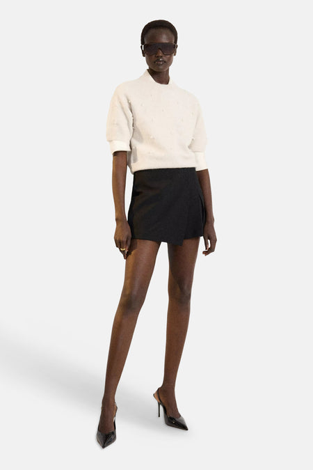 Pull met korte mouwen - beige