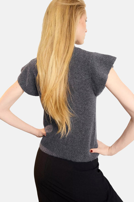 Dames tops pull korte mouw grijs - MANGO