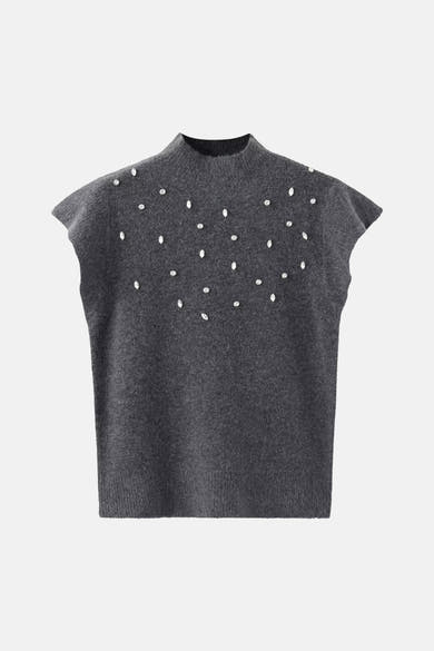 Dames tops pull korte mouw gris - MANGO