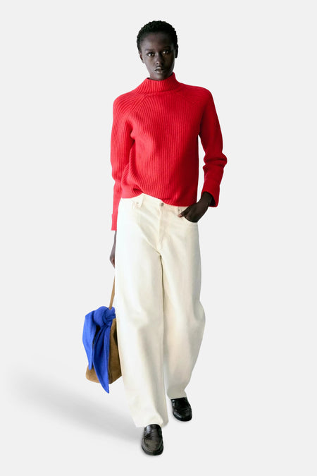 Pull met rolkraag - rood