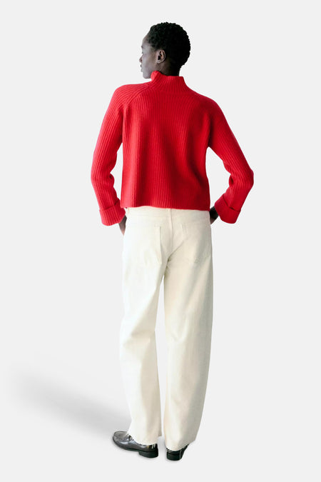 Pull met rolkraag - rood