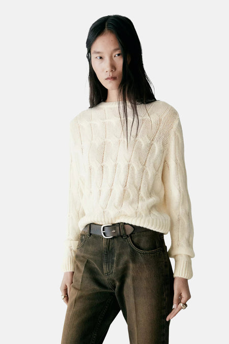 Pull O-hals - ecru