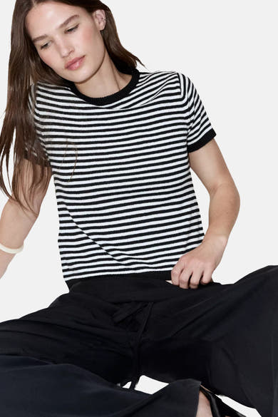 Dames tops pull korte mouw multicolore - MANGO