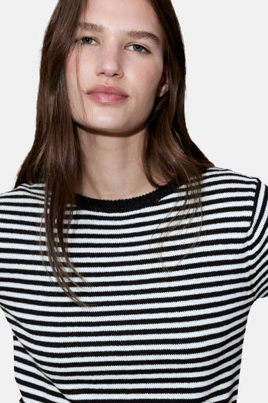 Dames tops pull korte mouw multicolore - MANGO