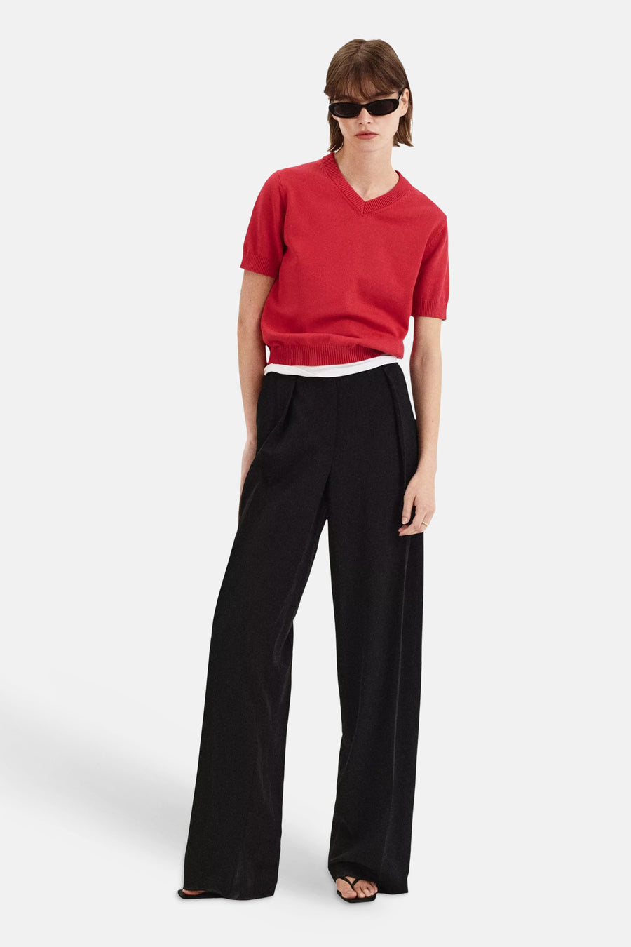 Pull met korte mouwen - rood