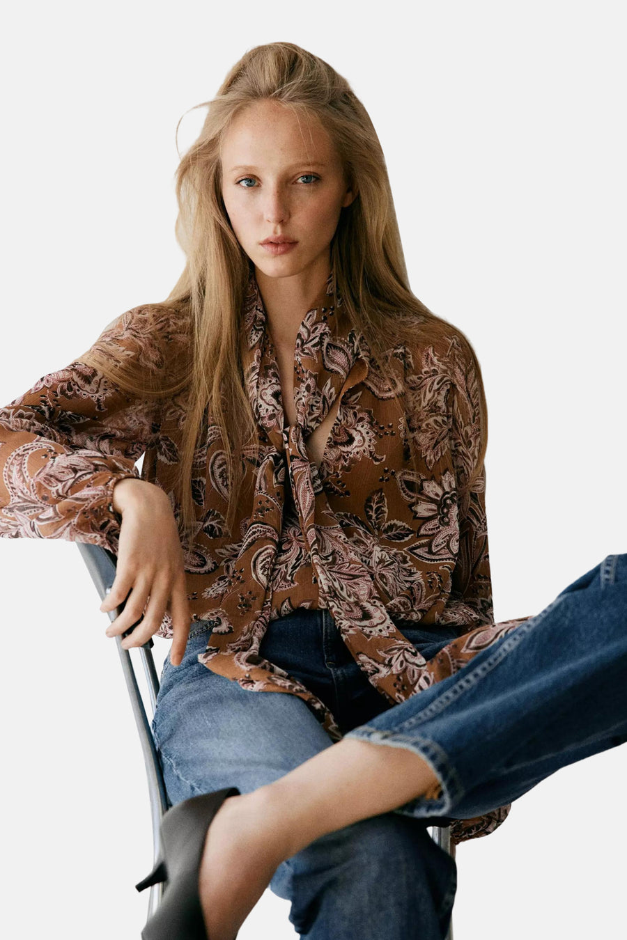 Blouse à manches longues - multicolore