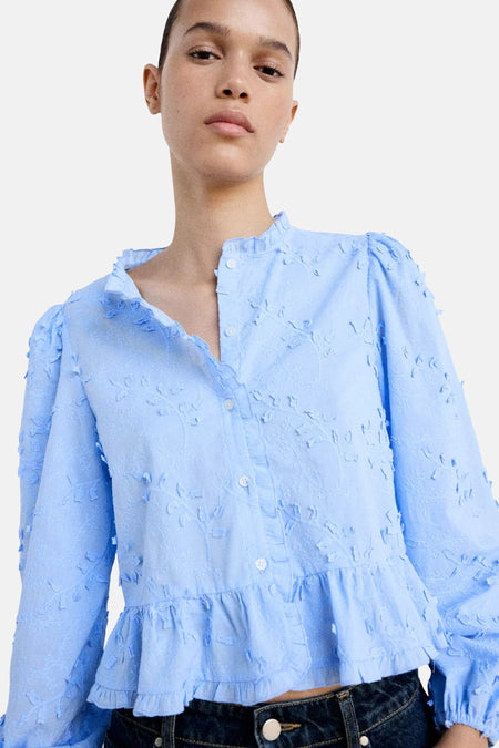 Blouse (lange mouwen) blauw - MANGO