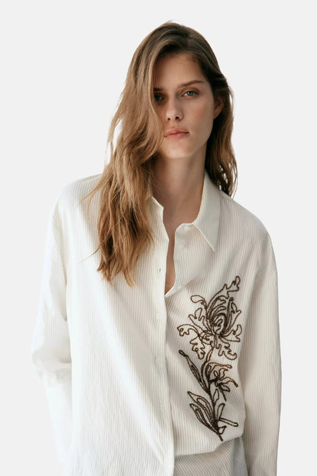 Blouse met lange mouwen - ecru