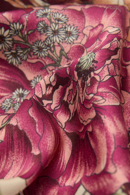 Foulard MANGO multicolore à motif floral rose et bordeaux
