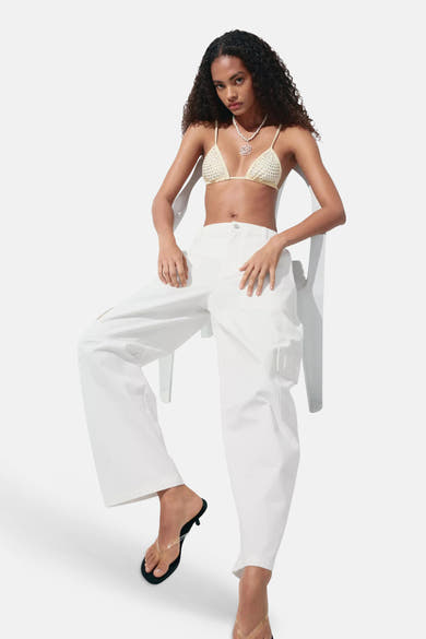 Jeans straight white denim - MANGO