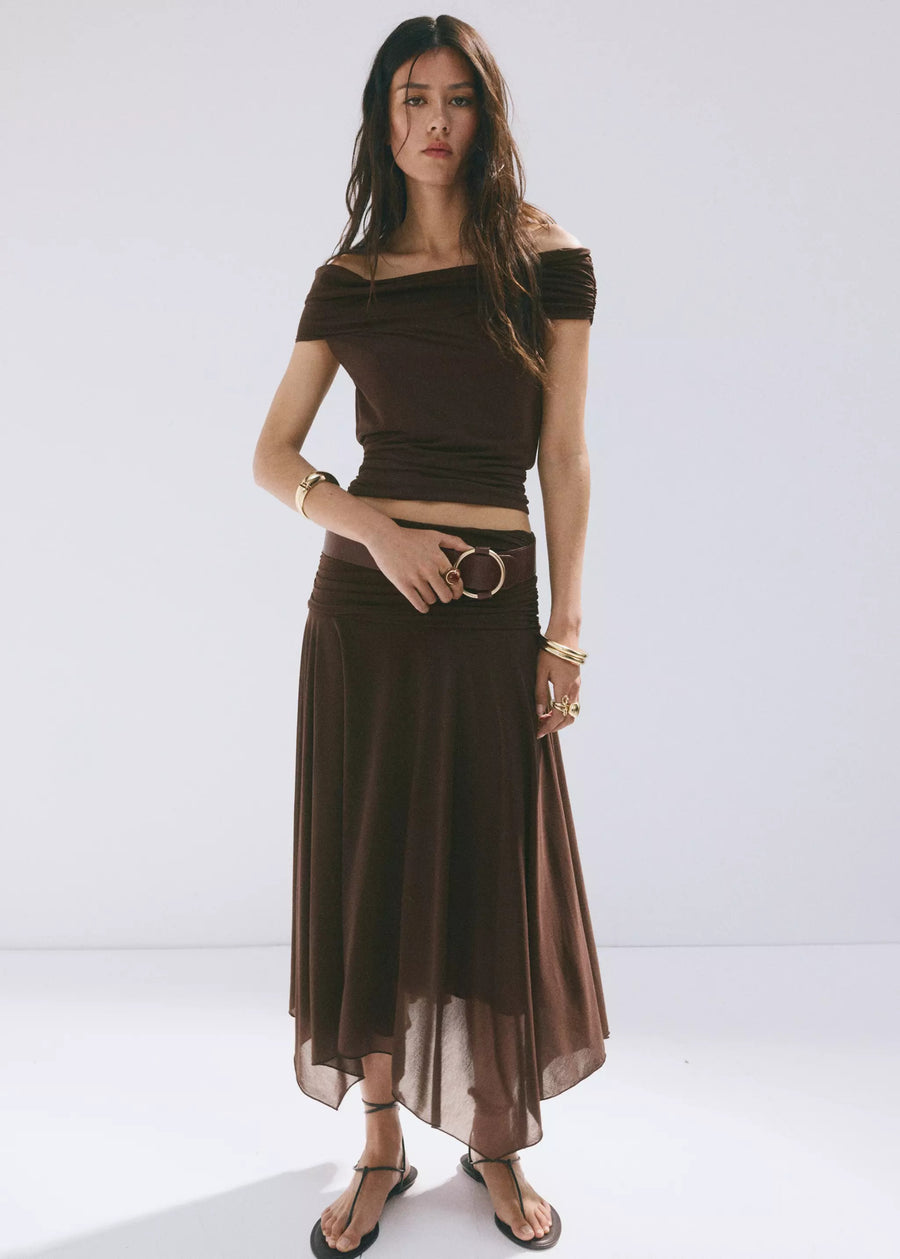 Blouse zonder mouwen - bruin