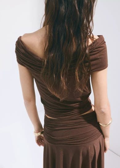 Blouse zonder mouwen - bruin