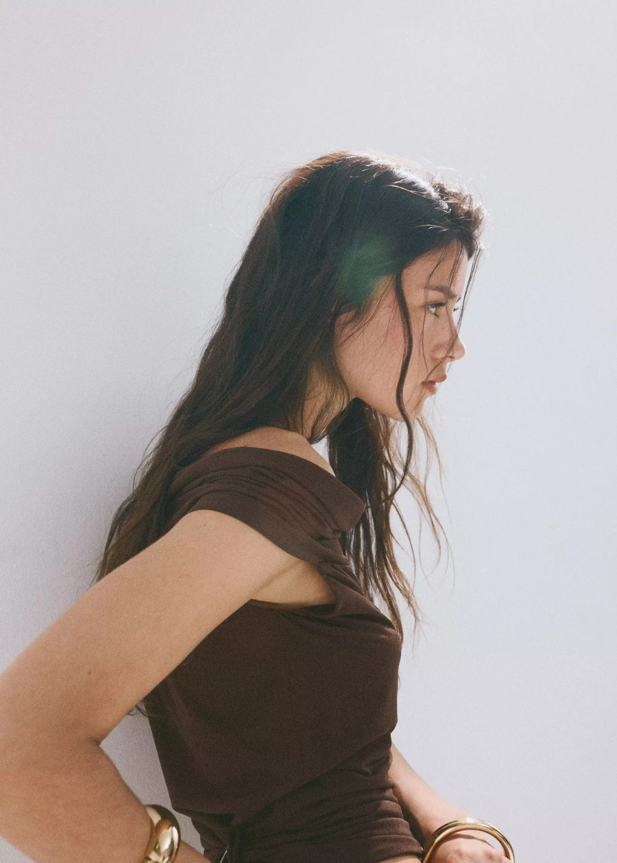Blouse zonder mouwen - bruin