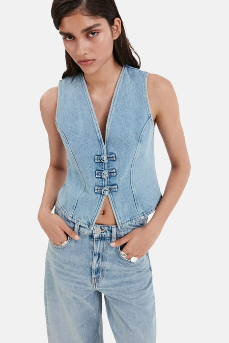 Waistcoat - Light blue denim