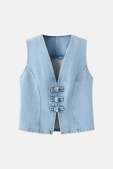 Waistcoat - Light blue denim