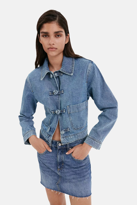 Dames tops jas casual denim - MANGO