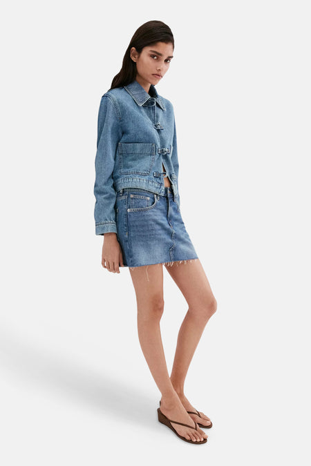 Dames tops jas casual denim - MANGO