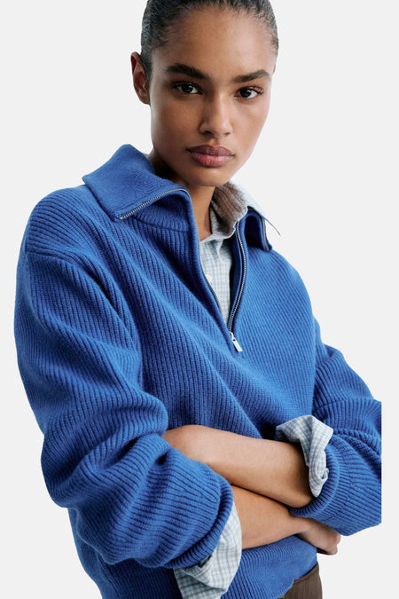 Pull met rolkraag - blauw