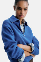 Pull met rolkraag - blauw