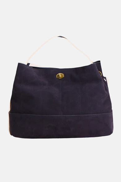 Sac à main bleu foncé MANGO avec bandoulière et fermoir doré