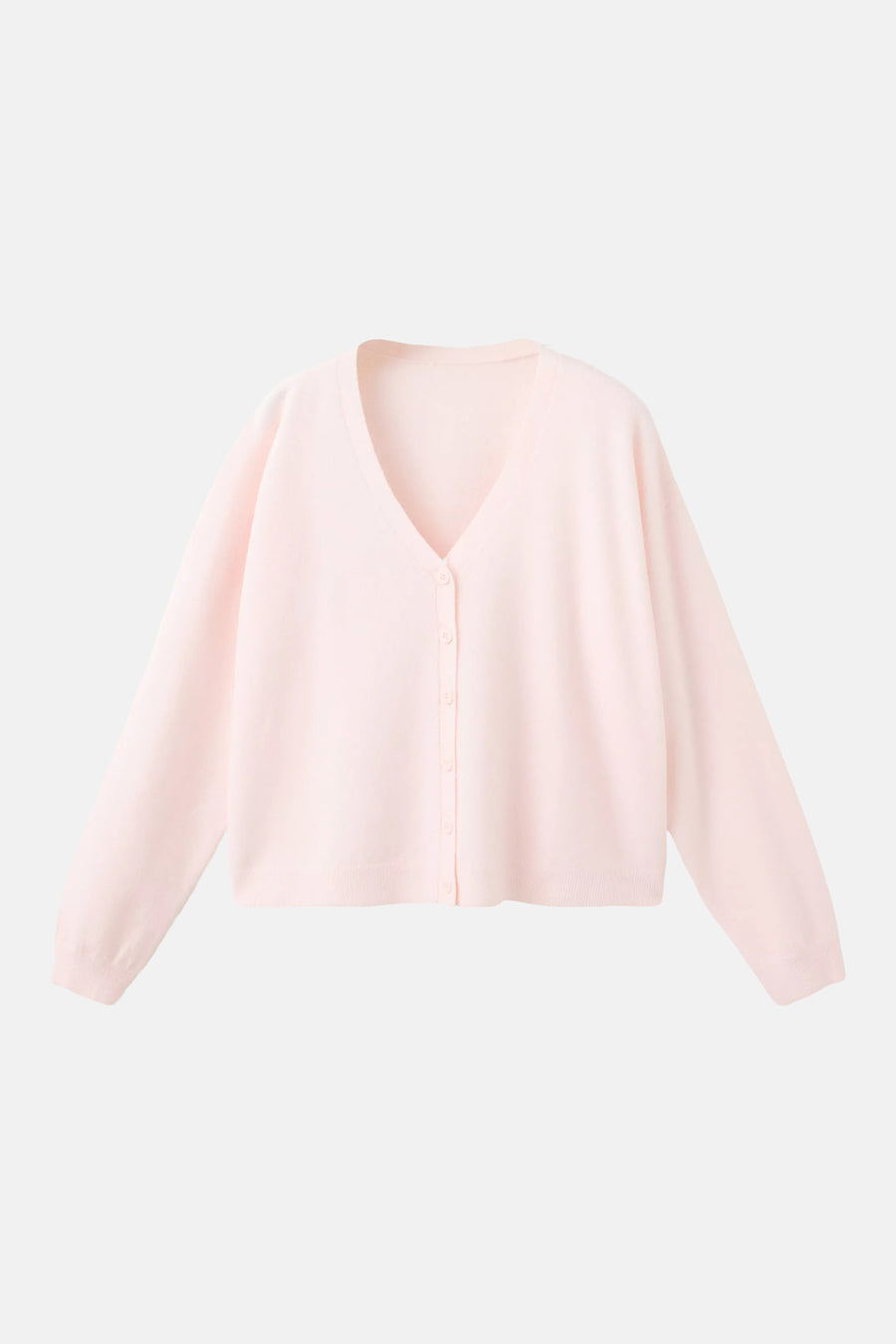 Cardigan rose à col en V de MANGO, boutonné, en maille douce, vue frontale