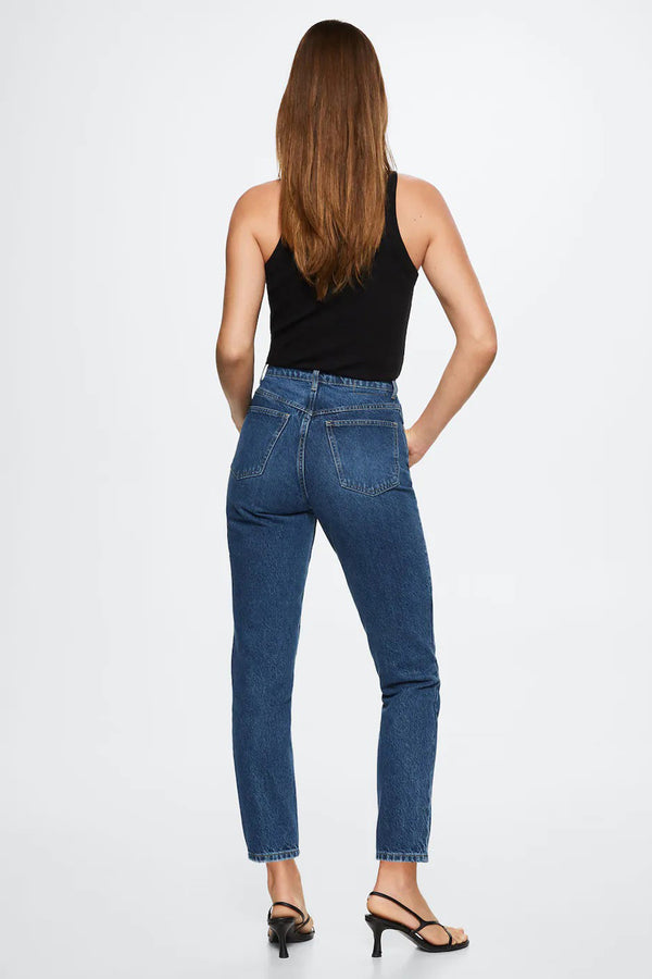 Mom jeans MID BLUE DENIM - MANGO