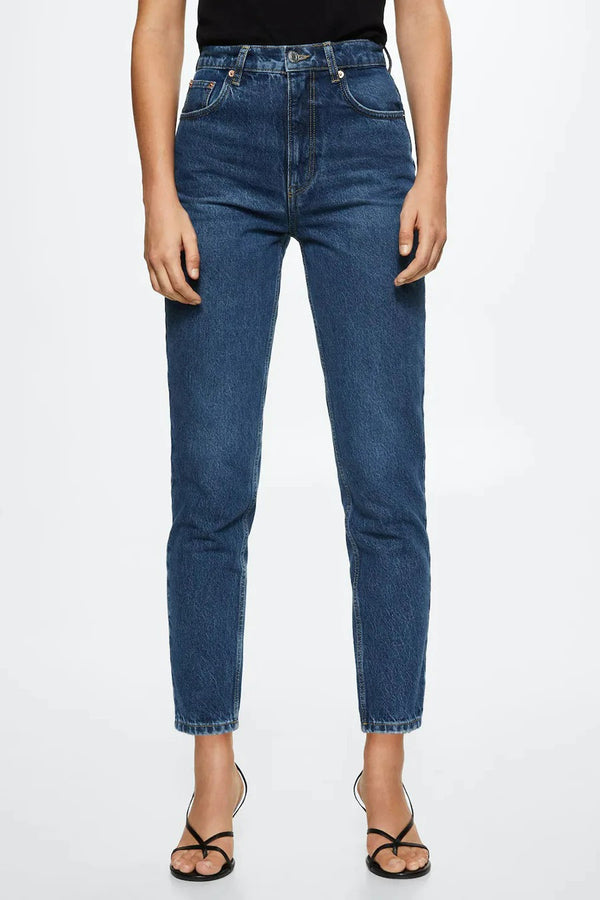 Mom jeans MID BLUE DENIM - MANGO