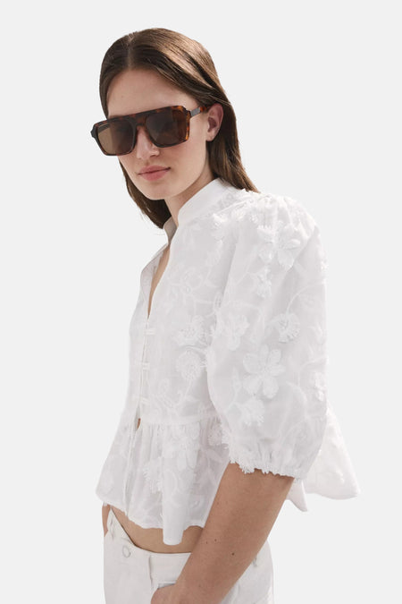 Blouse met korte mouwen - wit