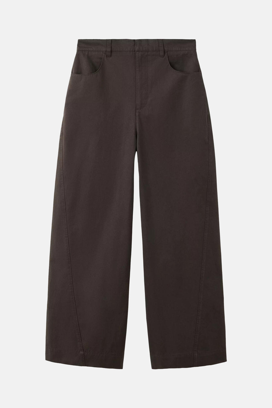 Pantalon cargo brun ample de MANGO, coupe droite, poches avant, tissu uni, vue frontale