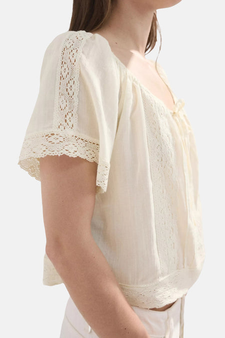 Blouse met korte mouwen - ecru